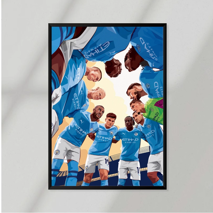 Man City Circle Cartoon Poster