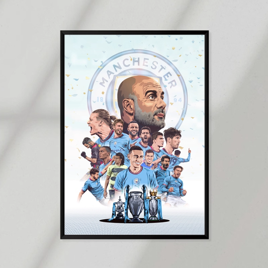 Man City Cartoon Poster